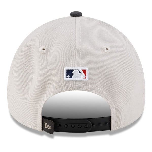 Los Angeles Dodgers New Era 2025 World Series Champions Locker Room A-Frame 9FORTY Adjustable Hat - Cream/Charcoal