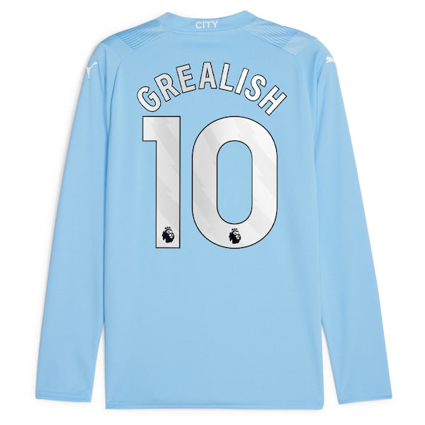 Jack Grealish Manchester City Puma 2023/24 Home Replica Player Long Sleeve Jersey - Sky Blue