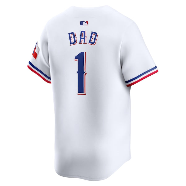 Texas Rangers Nike #1 Dad Home Limited Jersey - White