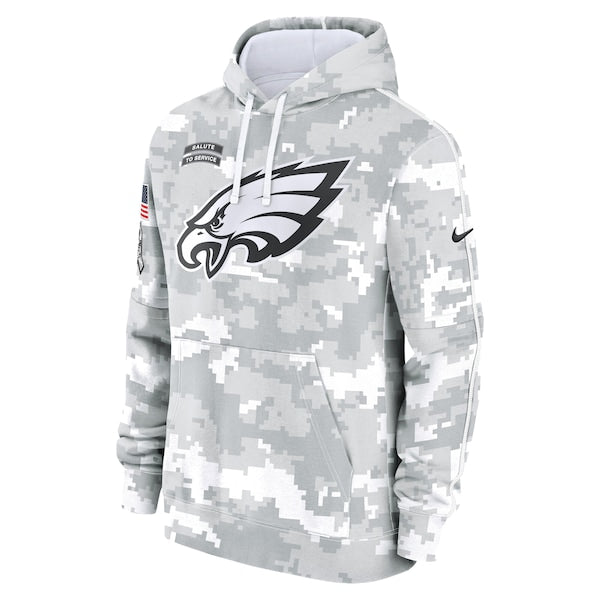 Philadelphia Eagles Nike 2024 Salute to Service Club Fleece Pullover Hoodie - Arctic Camo