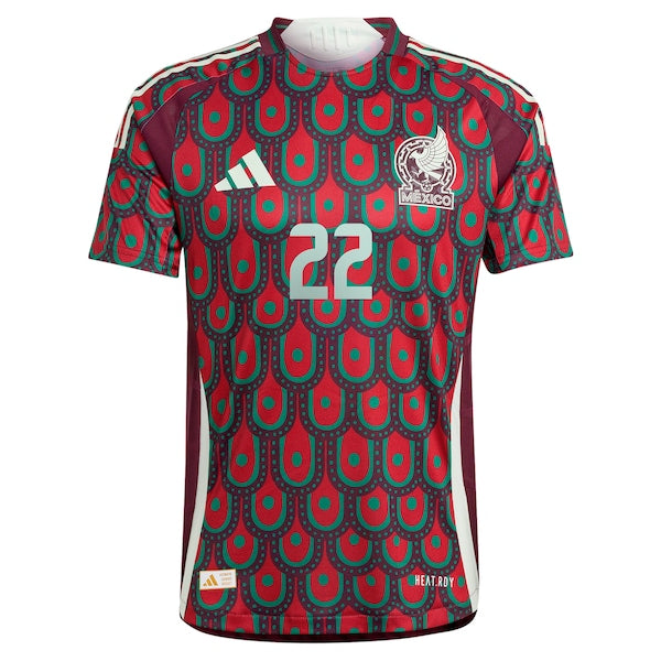 Hirving Lozano Mexico National Team adidas 2024 Home Authentic Player Jersey - Burgundy/Green