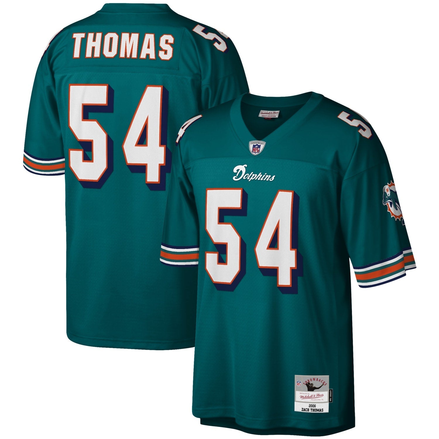 Zach Thomas Miami Dolphins Legacy Replica Jersey - Orange/Aqua/White