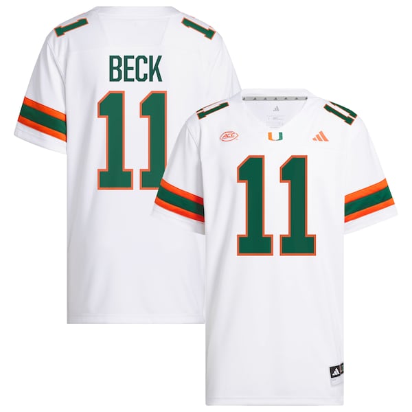 Men's adidas Carson Beck White Miami Hurricanes White NIL Football Player Jersey