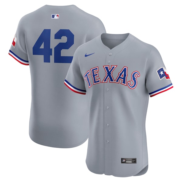 Texas Rangers Nike Road 2024 Jackie Robinson Day Elite Jersey - Gray