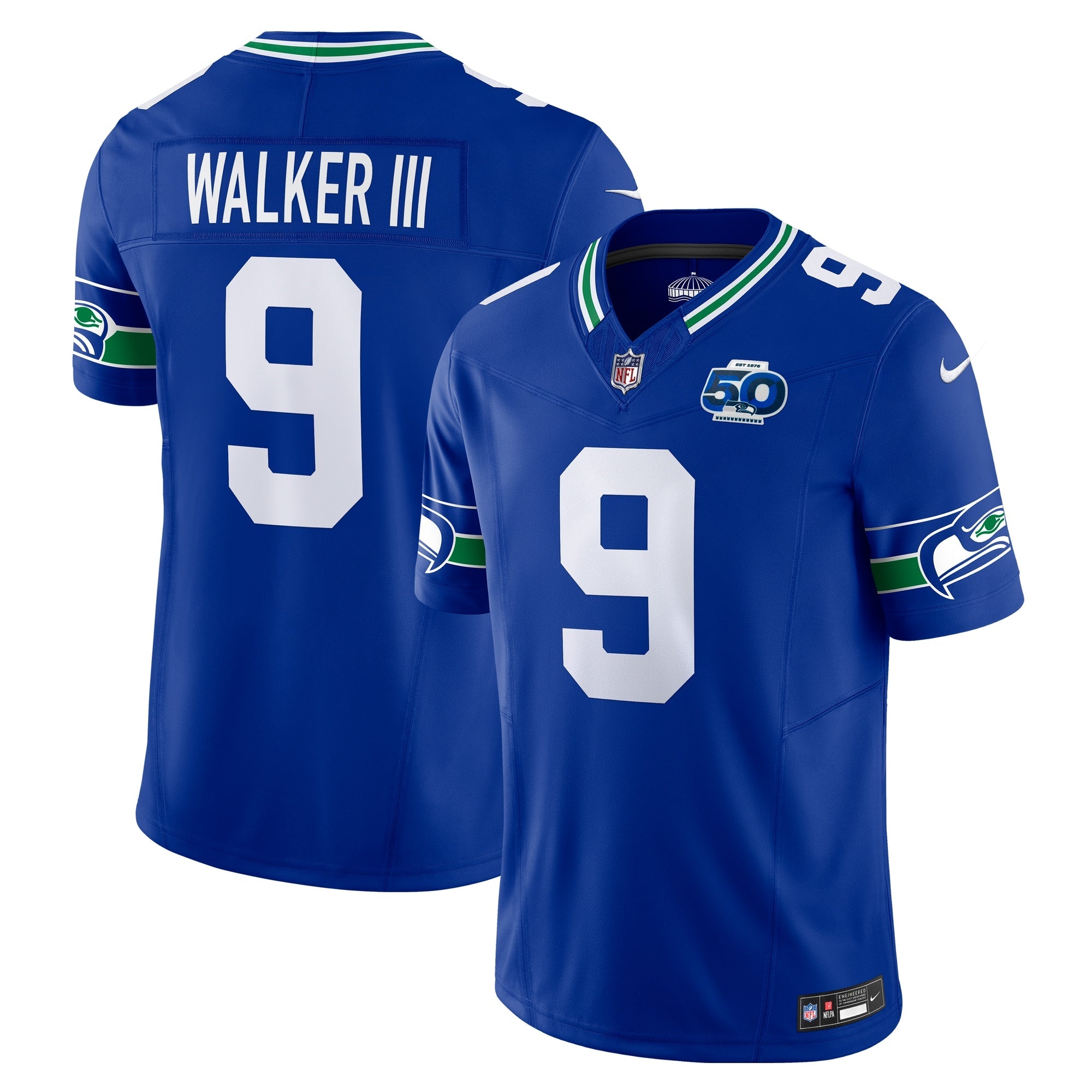 Kenneth Walker III Seattle Seahawks Nike Team 50th Season Vapor F.U.S.E. Limited Jersey - College Navy/Royal