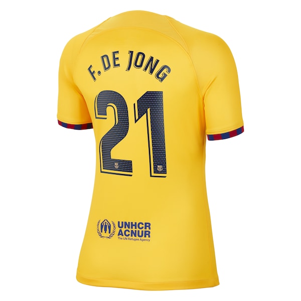 Frenkie de Jong Barcelona Nike Women's 2022/23 Fourth Breathe Stadium Replica Player Jersey - Yellow
