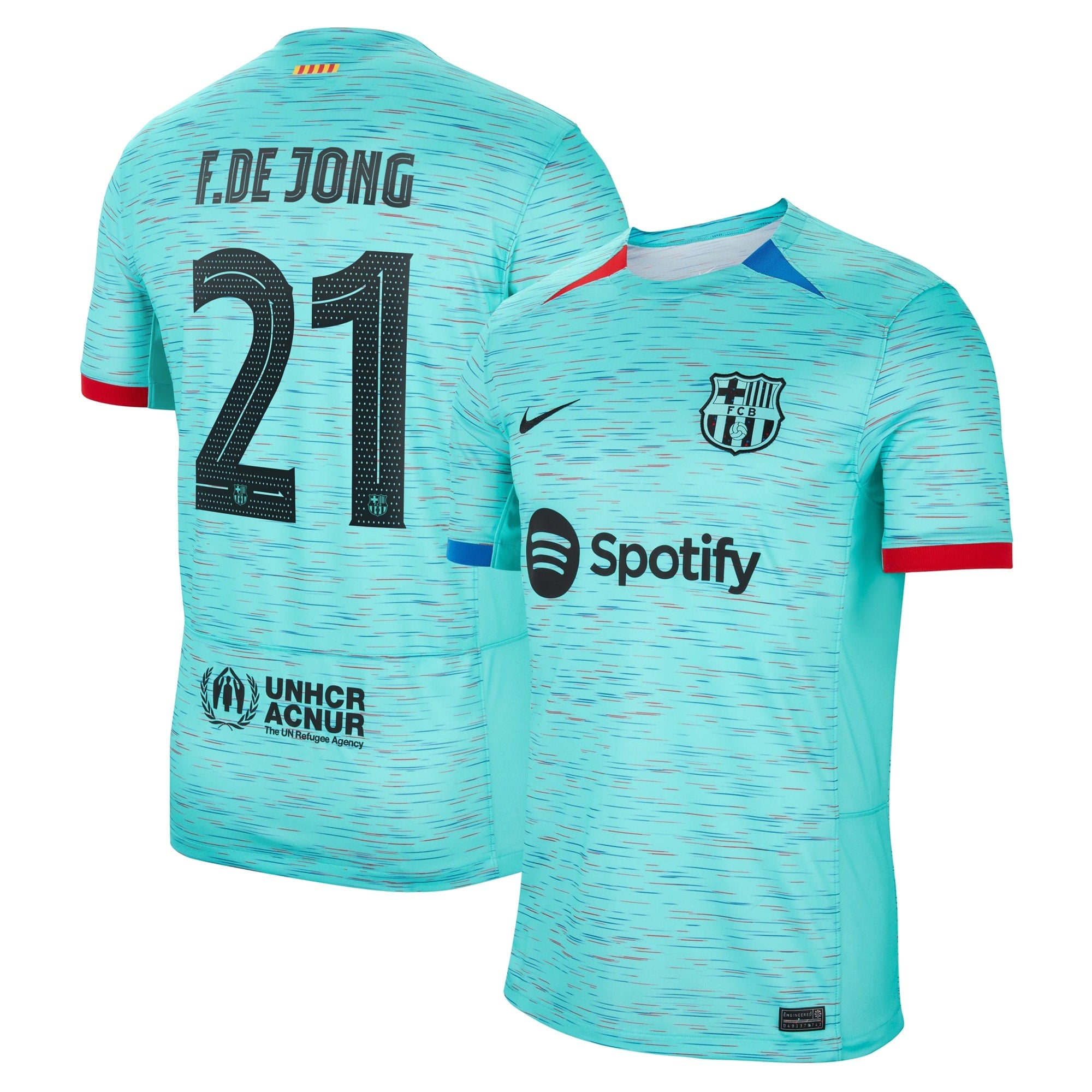 Frenkie de Jong Barcelona Nike 2023/24 Home Replica Jersey - Royal/Aqua/White