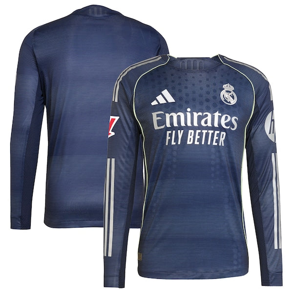 Los Merengues adidas 2025/26 Away Authentic Long Sleeve Jersey - Blue/White