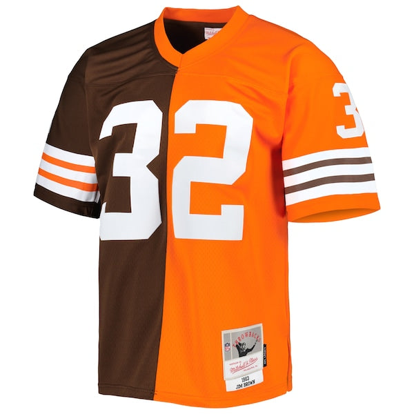 Jim Brown Cleveland Browns 1963 Split Legacy Replica Jersey - Orange/Brown