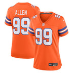 Zach Allen Denver Broncos Nike Women's Mile High Collection 1977 Throwback Player Game Jersey - Orange