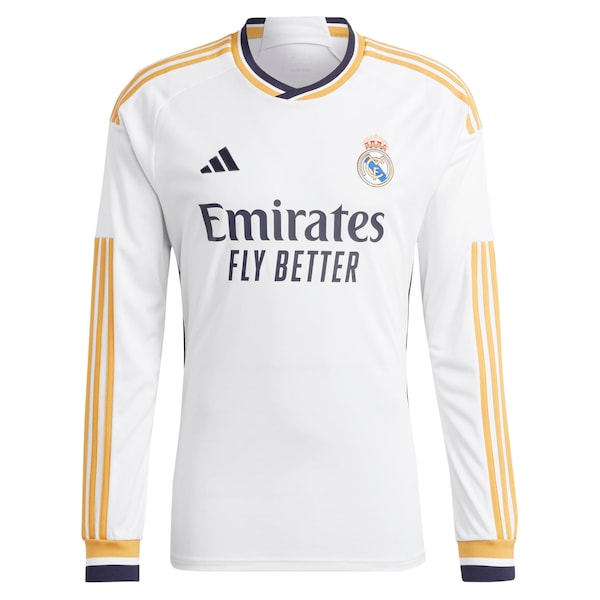 Eduardo Camavinga Los Merengues adidas 2023/24 Home Replica Long Sleeve Jersey - White/Navy