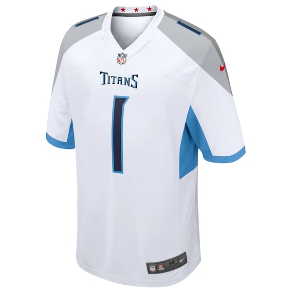 Cameron Ward Tennessee Titans Nike 2025 NFL Draft First Round Pick  Game Jersey - White/Navy/Light Blue