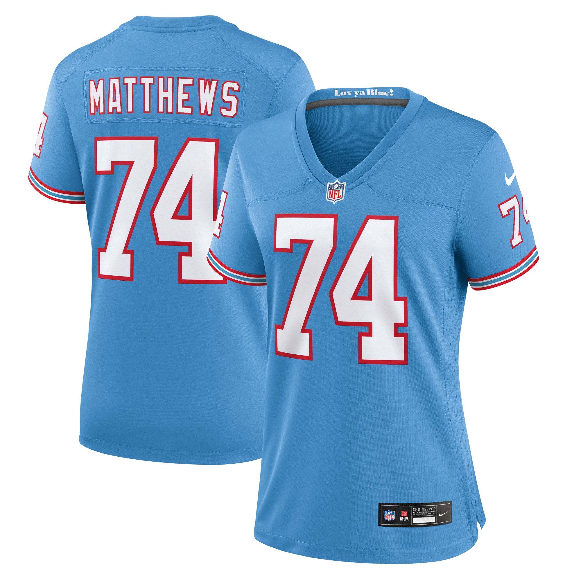 Bruce Matthews Tennessee Titans Nike Women's Retired Player Jersey - Navy/Light Blue