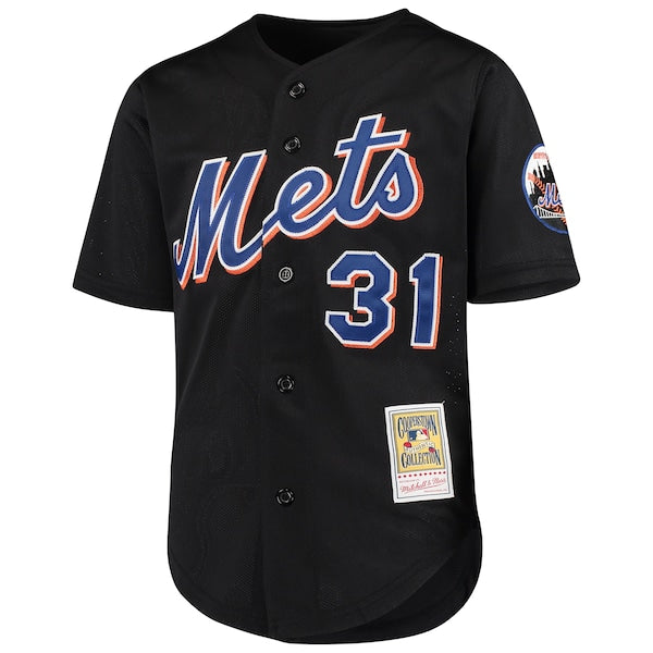 Mike Piazza New York Mets Youth Cooperstown Collection Mesh Batting Practice Jersey - Black/Orange