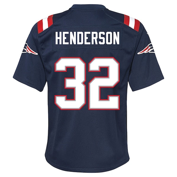 TreVeyon Henderson New England Patriots Nike Youth Team Game Jersey - Navy