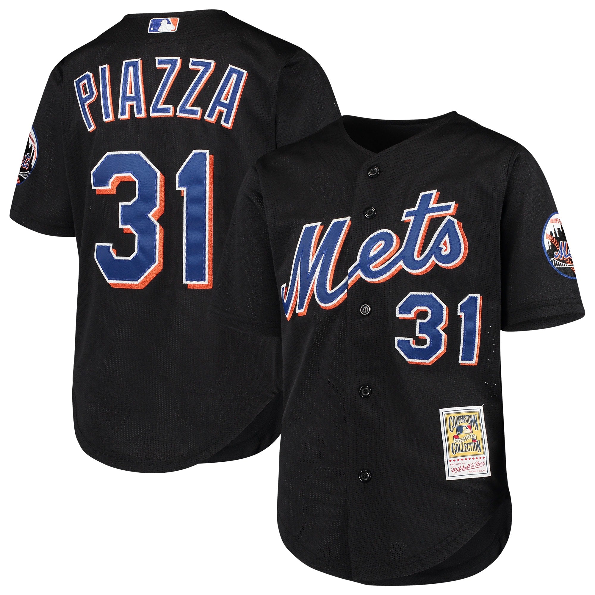 Mike Piazza New York Mets Youth Cooperstown Collection Mesh Batting Practice Jersey - Orange/Black