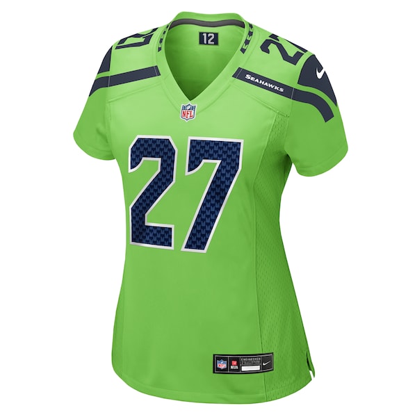 Tariq Woolen Seattle Seahawks Nike Women's  Game Jersey - Neon Green/Navy/Royal
