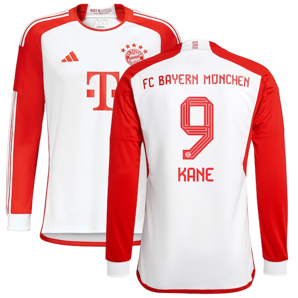Harry Kane Bayern Munich adidas 2023/24 Home Long Sleeve Replica Player Jersey - White