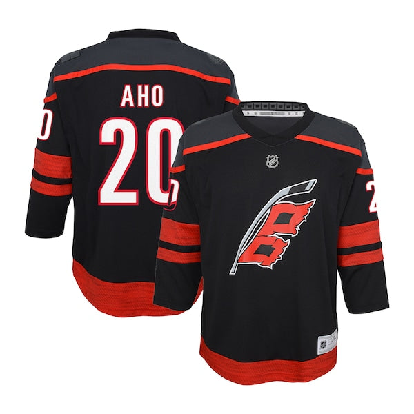 Sebastian Aho Carolina Hurricanes Youth Home Replica Player Jersey - Black/White