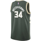 Giannis Antetokounmpo Milwaukee Bucks Nike Youth Swingman Jersey - Icon Edition - Hunter Green
