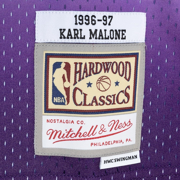 Karl Malone Utah Jazz Hardwood Classics 1996/97 Split Swingman Jersey - Purple/Turquoise