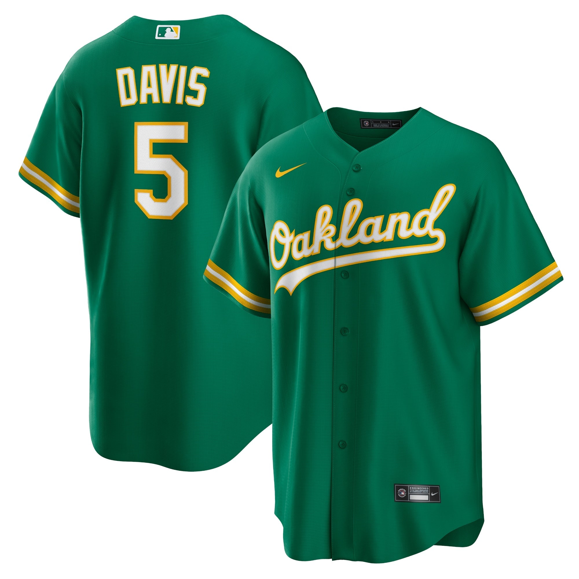 JD Davis Oakland Athletics Nike Home Replica Jersey - White/Kelly Green
