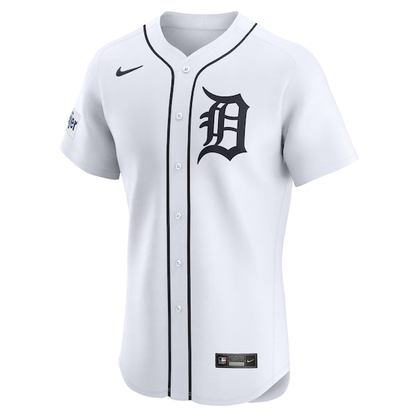Detroit Tigers Nike Home Elite Patch Jersey - White