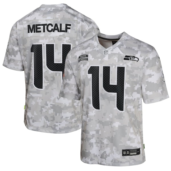 DK Metcalf Seattle Seahawks Nike Youth 2024 Salute to Service Game Jersey - Arctic Camo