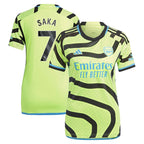 Bukayo Saka Arsenal adidas Women's 2023/24 Away Replica Player Jersey - Yellow/Green/Red
