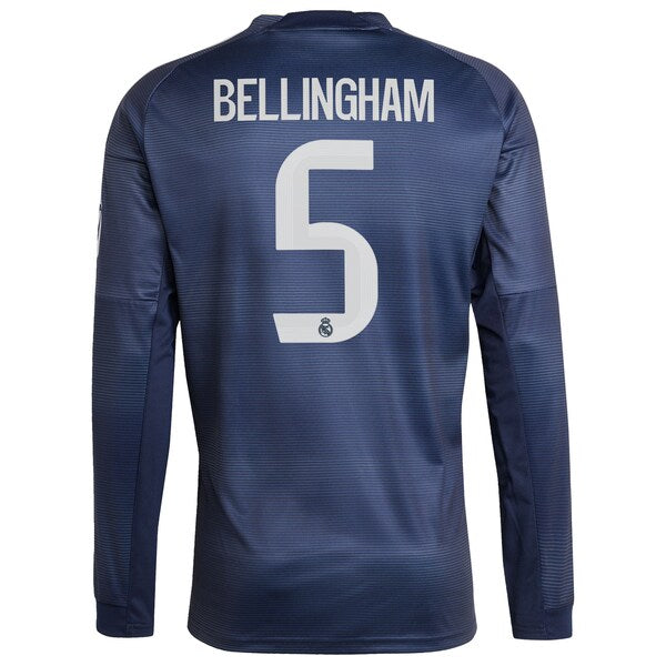 Jude Bellingham Los Merengues 2025/26 Away Long Sleeve Replica Jersey - Blue/White