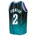 Larry Johnson Charlotte Hornets 1992/93 Hardwood Classics Fadeaway Swingman Player Jersey - Teal/Black