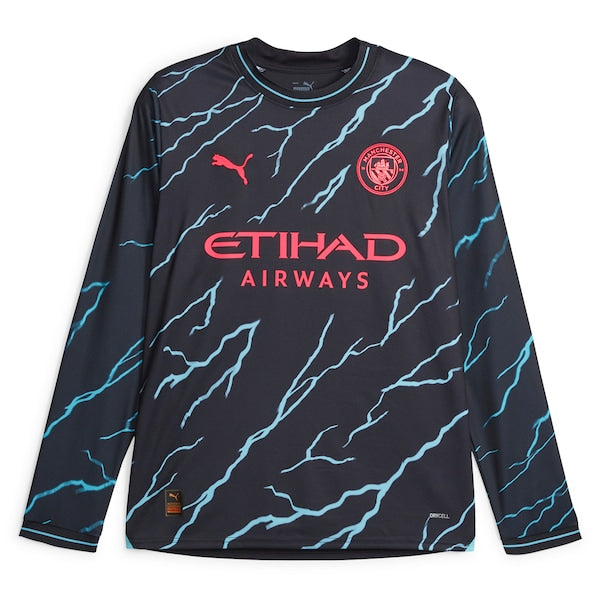 Manchester City Puma 2023/24 Third Long Sleeve Replica Jersey - Navy