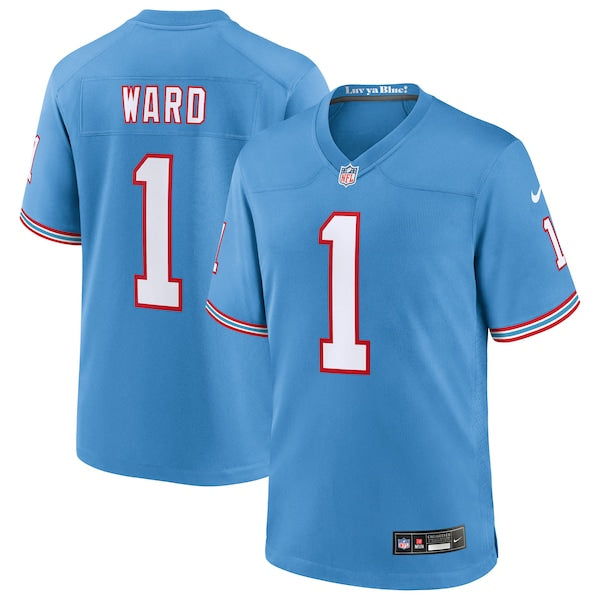 Cameron Ward Tennessee Titans Nike 2025 NFL Draft First Round Pick 2nd Game Jersey - Light Blue/Navy/White