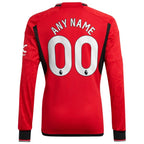 Manchester United adidas 2023/24 Home Replica Custom Long Sleeve Jersey - Red