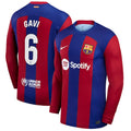 Gavi Barcelona Nike 2023/24 Home Stadium Replica Long Sleeve Player Jersey - Royal