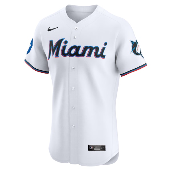 Miami Marlins Nike Home Elite Custom Patch Jersey - White