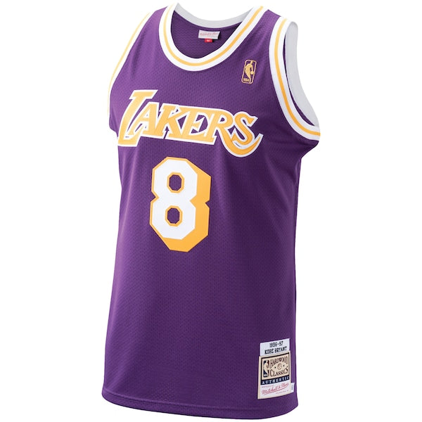 Men's Los Angeles Lakers Kobe Bryant Purple 1996/97 Hardwood Classics Authentic Jersey/Gold/Royal