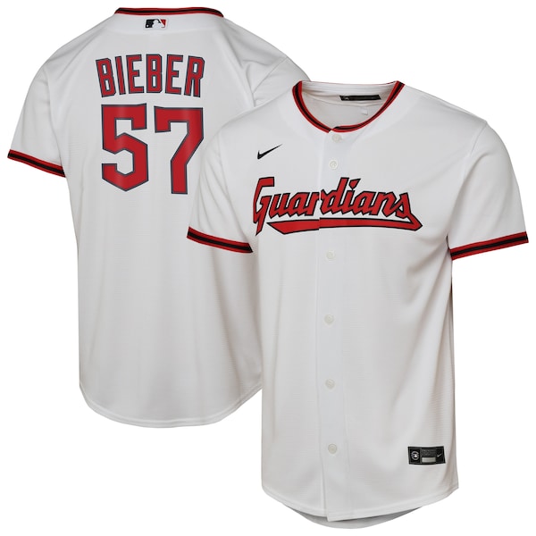 Shane Bieber Cleveland Guardians Nike Youth Home Replica Player Jersey - White