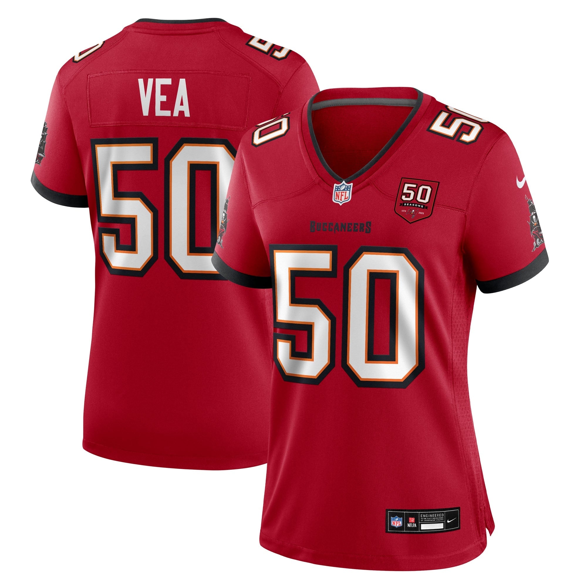 Vita Vea '76 Tampa Bay Buccaneers Nike Women's 50th Season Game Jersey - White/Red