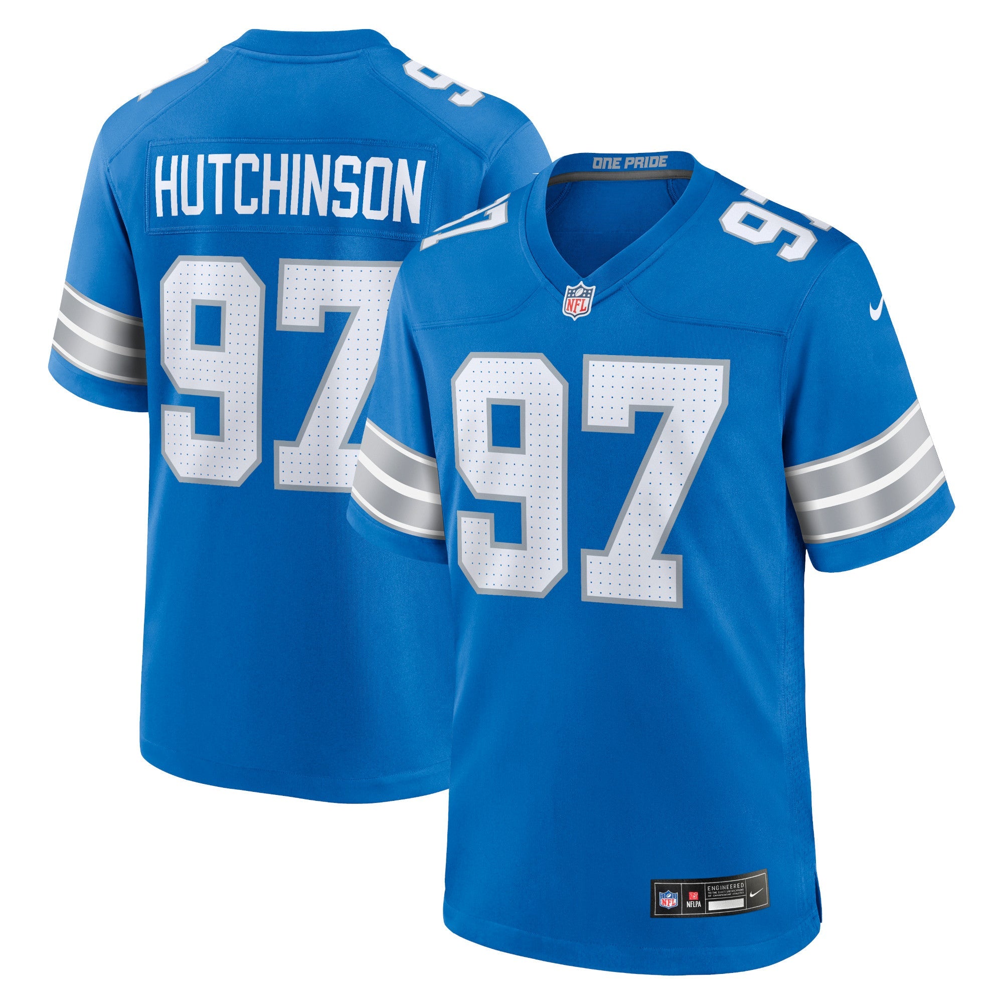 Aidan Hutchinson Detroit Lions Nike Game Jersey - White/Black/Blue