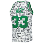 Larry Bird Boston Celtics 1985/86 Hardwood Classics Doodle Swingman Jersey - White