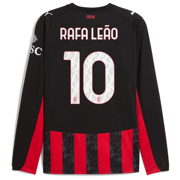 Rafael Leão AC Milan Puma 2025/26 Home Replica Long Sleeve Player Jersey - Red