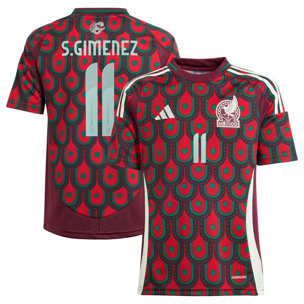 Santiago Giménez Mexico National Team adidas Youth 2024 Home Replica Player Jersey - Burgundy