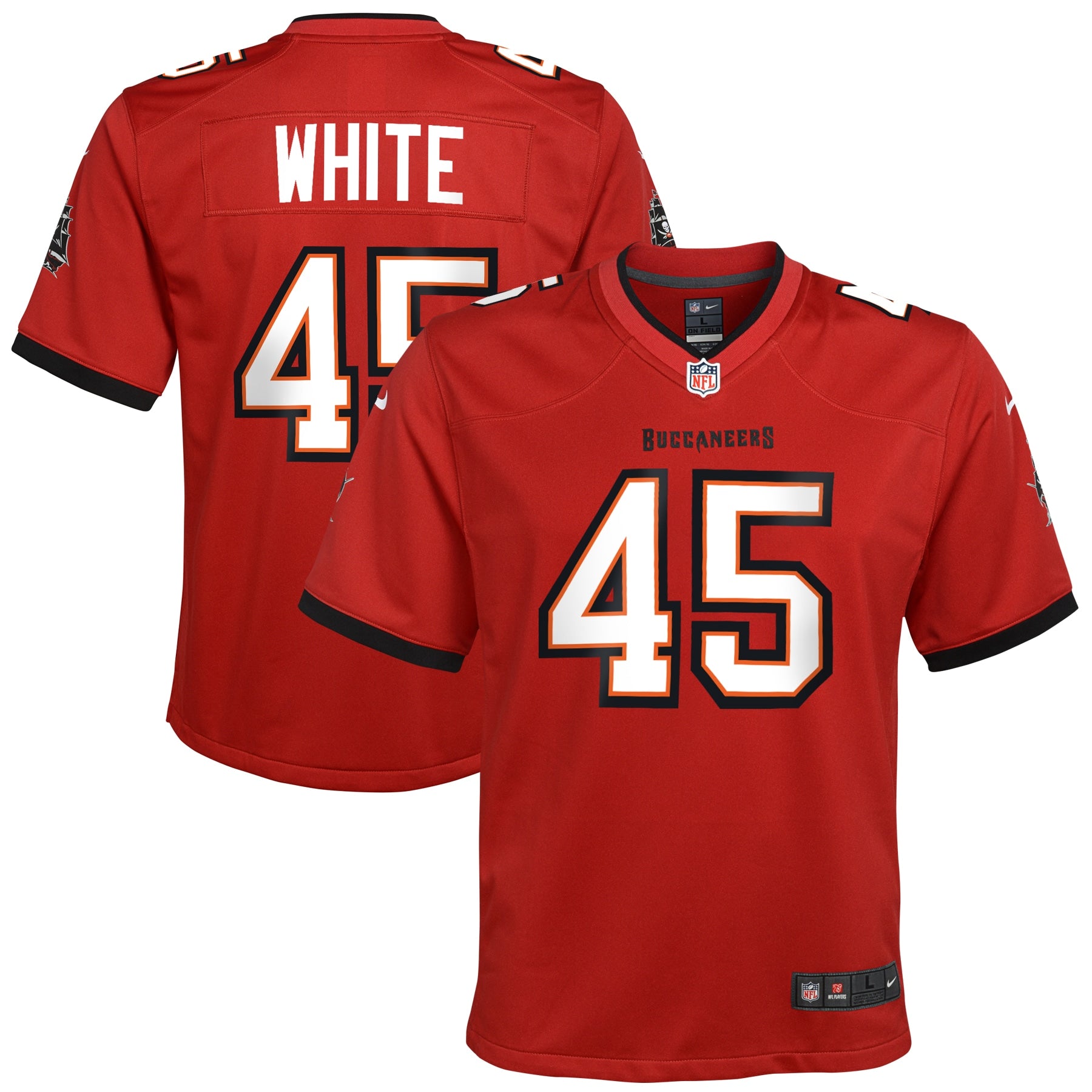 Devin White Tampa Bay Buccaneers Nike Youth Game Jersey - Orange/Pewter/Red