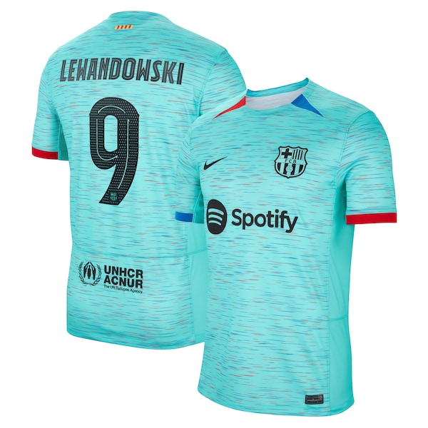 Robert Lewandowski Barcelona Nike 2023/24 Third Replica Jersey - Aqua/Royal/White