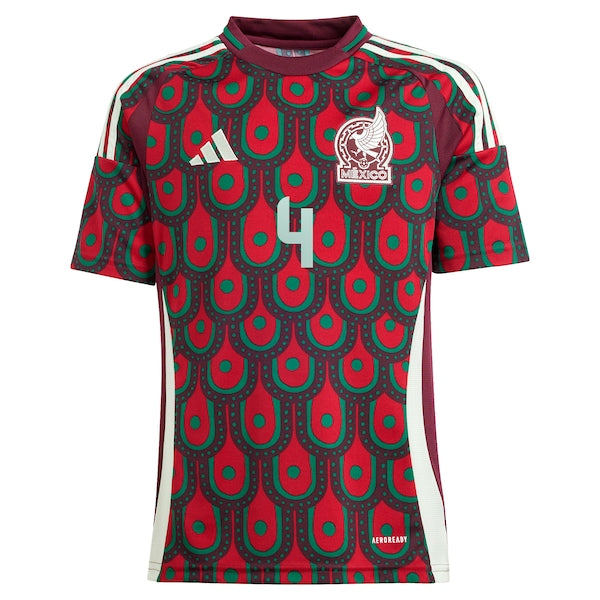 Edson Alvarez Mexico National Team adidas Youth 2024 Home Replica Player Jersey - Burgundy/Green