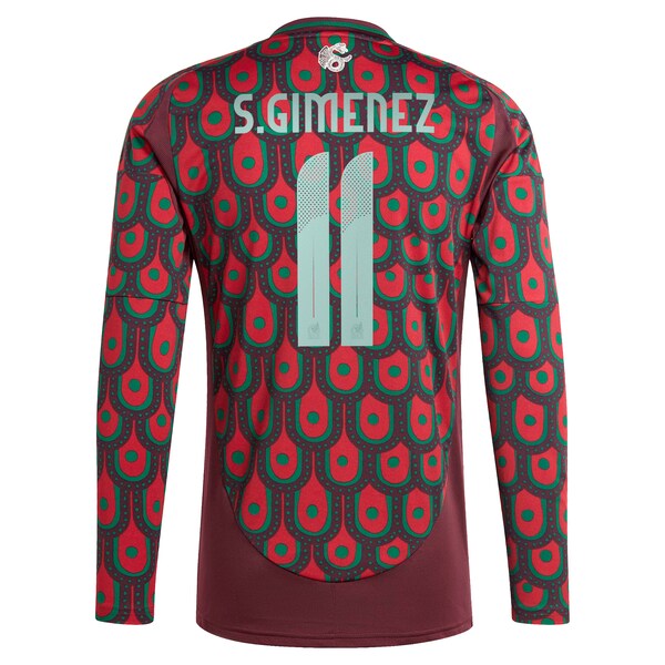 Santiago Giménez Mexico National Team adidas 2024 Home Replica Player Long Sleeve Jersey - Burgundy