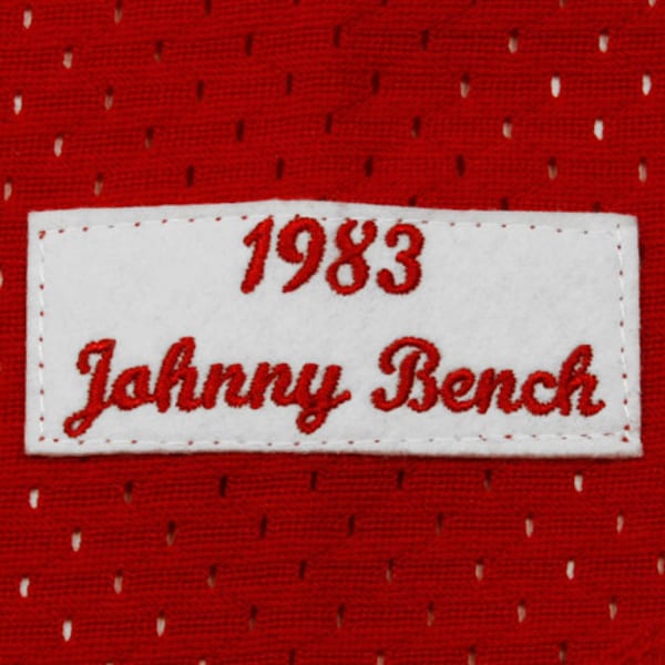 Johnny Bench Cincinnati Reds 1983 Authentic Copperstown Collection Mesh Batting Practice Jersey - Red