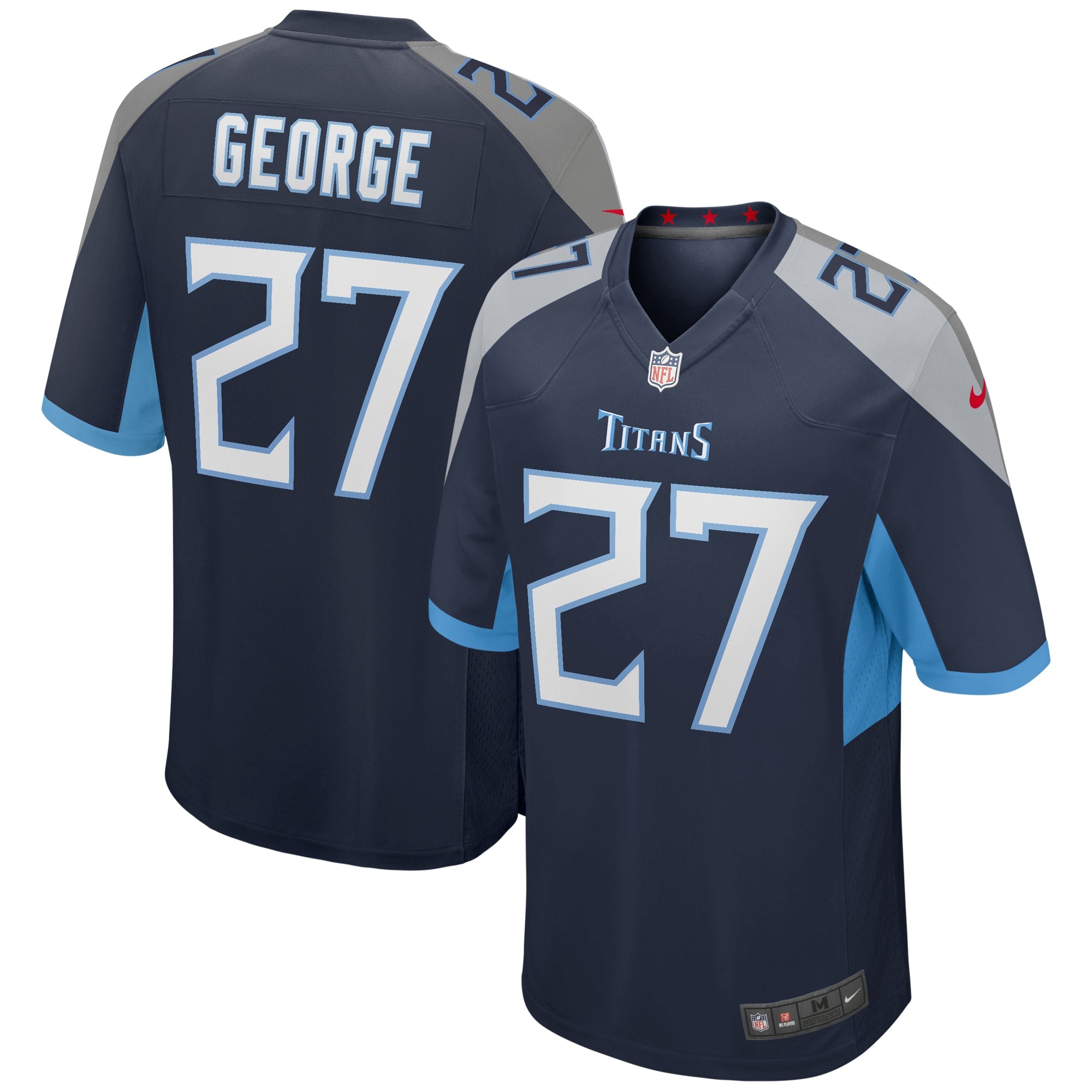 Eddie George Tennessee Titans Nike Oilers Throwback Retired Player Game Jersey - Light Blue/Navy