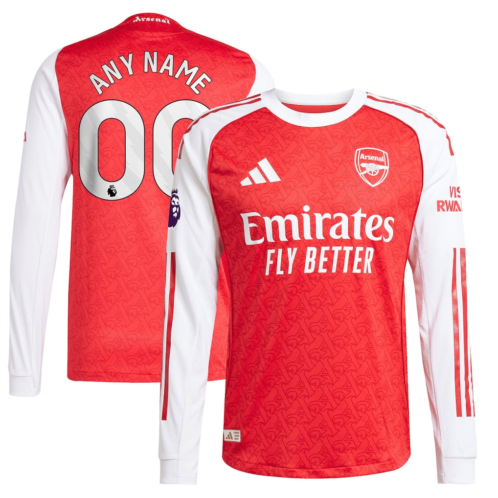 Arsenal adidas 2025/26 Away Replica Long Sleeve Custom Jersey - Blue/Red